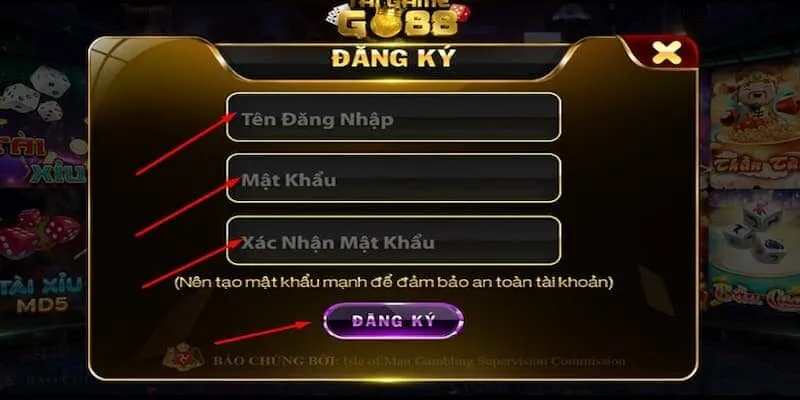 Người chơi cần điền đầy đủ thông tin được yêu cầu khi đăng ký Go88 Người chơi cần điền đầy đủ thông tin được yêu cầu khi đăng ký Go88